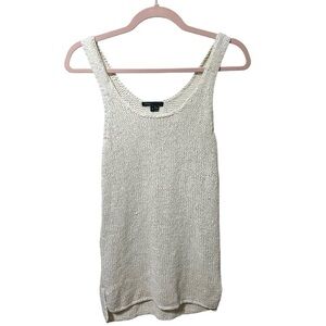 Vince Womens Off White Cotton Blend Knit Scoop Neck Tank Top Small